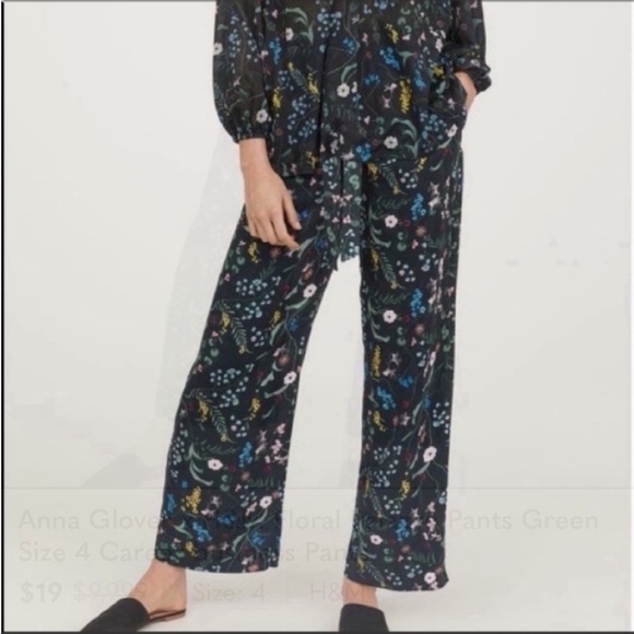 Anna Glover x H&M Floral Palazzo Pants Green Size 4 Career business Pants - Picture 11 of 11